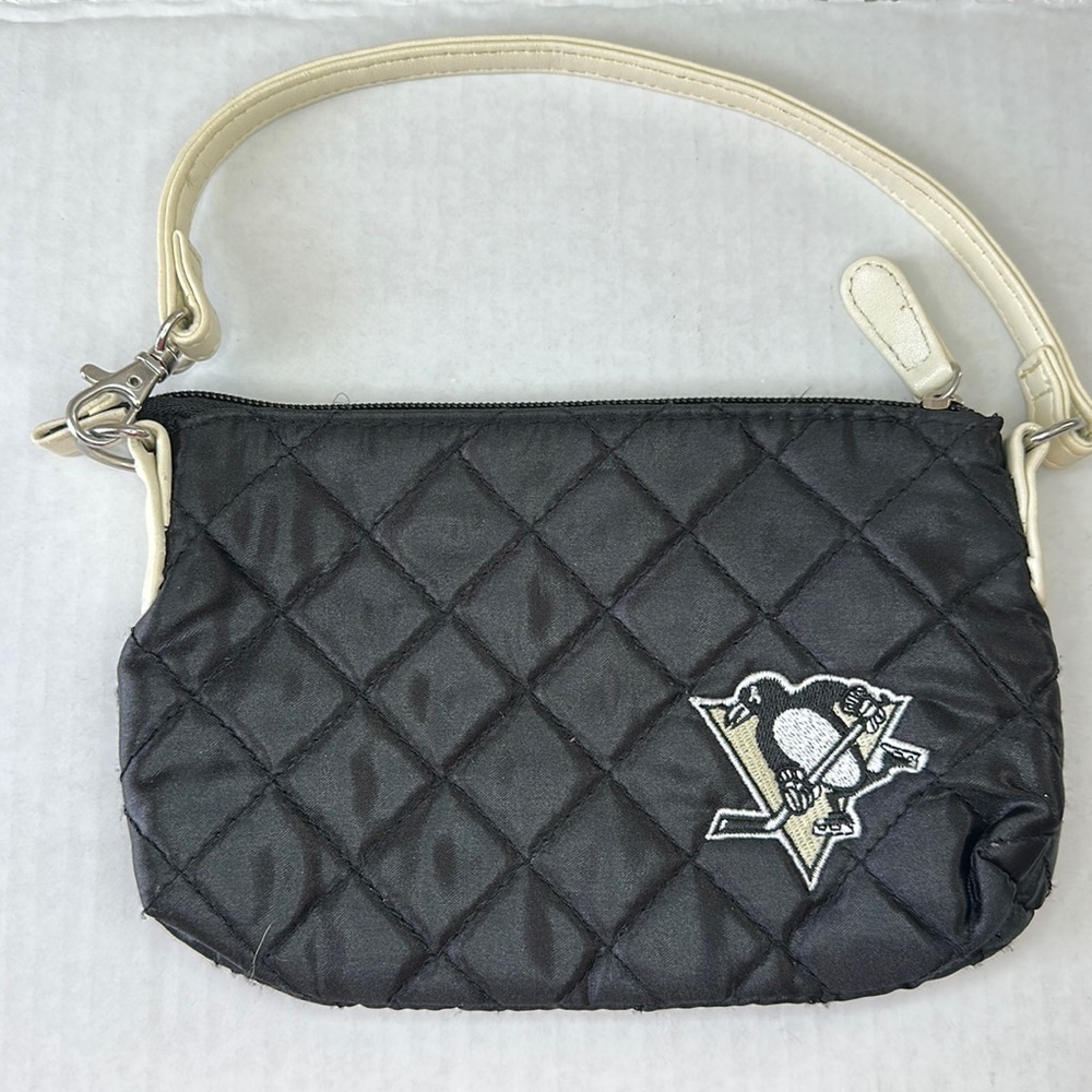 Nhl Pittsburgh Penguins Small Zip Top Quilted Purse Bag